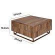 33 Inch Lift Top Storage Trunk Coffee Table- Square- Mango Wood- Natural Brown