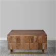 33 Inch Lift Top Storage Trunk Coffee Table- Square- Mango Wood- Natural Brown