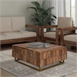 33 Inch Lift Top Storage Trunk Coffee Table- Square- Mango Wood- Natural Brown