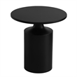 Zoe 20 Inch Modern Round Iron Side Table with Pedestal Base- Matte Black
