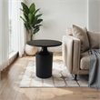 Zoe 20 Inch Modern Round Iron Side Table with Pedestal Base- Matte Black