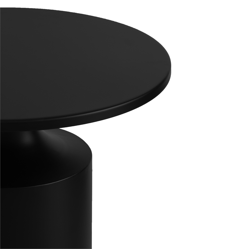 Zoe 20 Inch Modern Round Iron Side Table with Pedestal Base- Matte Black