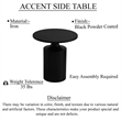 Zoe 20 Inch Modern Round Iron Side Table with Pedestal Base- Matte Black