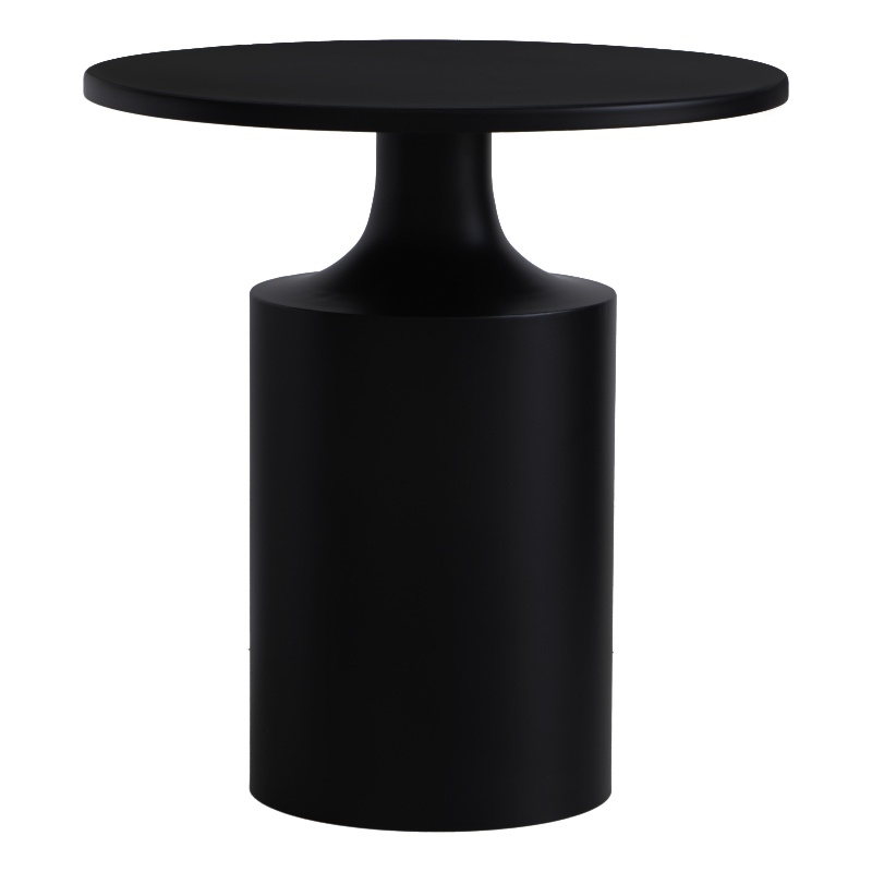 Zoe 20 Inch Modern Round Iron Side Table with Pedestal Base- Matte Black