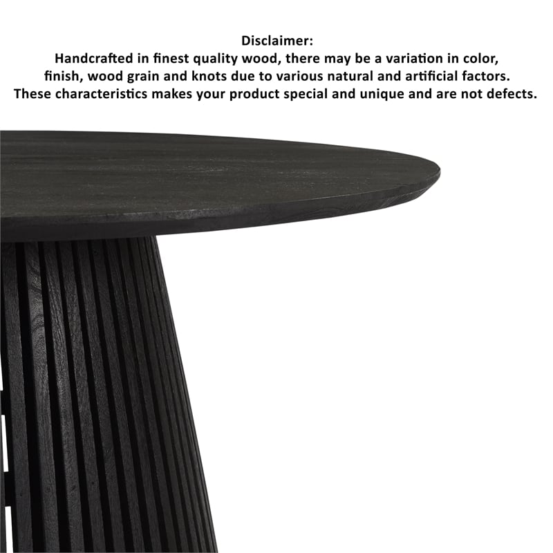 Ridge 47 Inch Handcrafted Mango Wood Round Dining Table- Slatted Flared Base