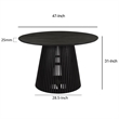 Ridge 47 Inch Handcrafted Mango Wood Round Dining Table- Slatted Flared Base