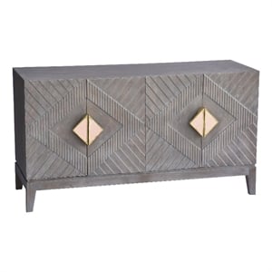 Abiel 55 Inch Mango Wood Sideboard Buffet Cabinet Console-4 Doors-Ornate Carving