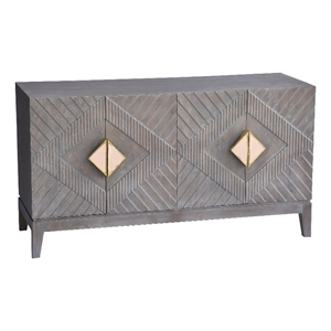 Abiel 55 Inch Mango Wood Sideboard Buffet Cabinet Console-4 Doors-Ornate Carving