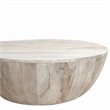 Arthur 35.5 Inch Round Mango Wood Coffee Table- Subtle Grains- Distressed White