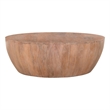 Arthur Drum Shape Wooden 35.5 Inch Coffee Table with Plank Design Base