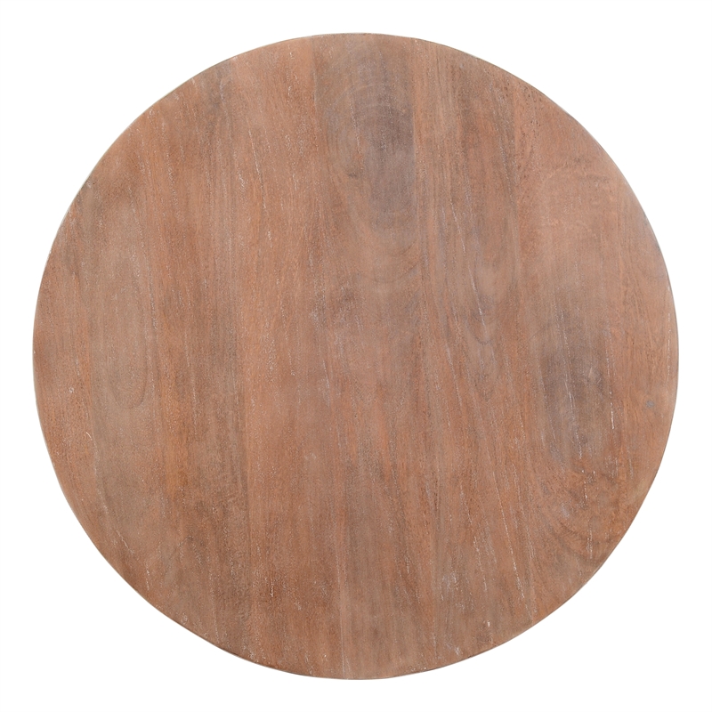 Arthur Drum Shape Wooden 35.5 Inch Coffee Table with Plank Design Base