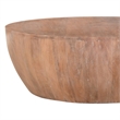 Arthur Drum Shape Wooden 35.5 Inch Coffee Table with Plank Design Base