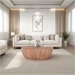 Arthur Drum Shape Wooden 35.5 Inch Coffee Table with Plank Design Base
