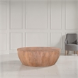 Arthur Drum Shape Wooden 35.5 Inch Coffee Table with Plank Design Base