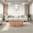 Arthur Drum Shape Wooden 35.5 Inch Coffee Table with Plank Design Base