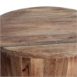 Arthur Handcarved Cylindrical Shape Round Mango Wood Distressed Side End Table