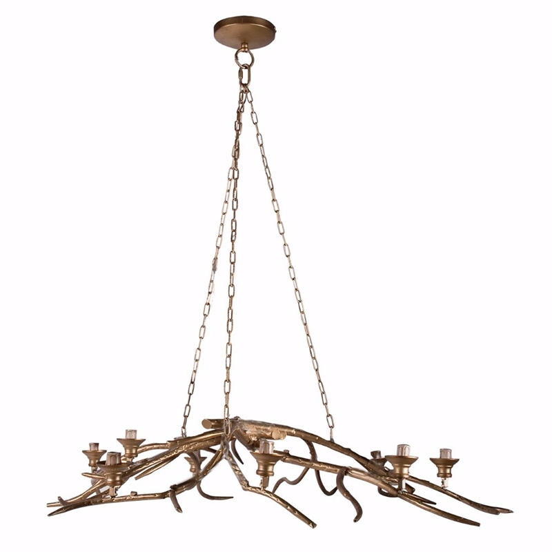 Benjara Tree Branch Style 8 Light Chandelier- Gold