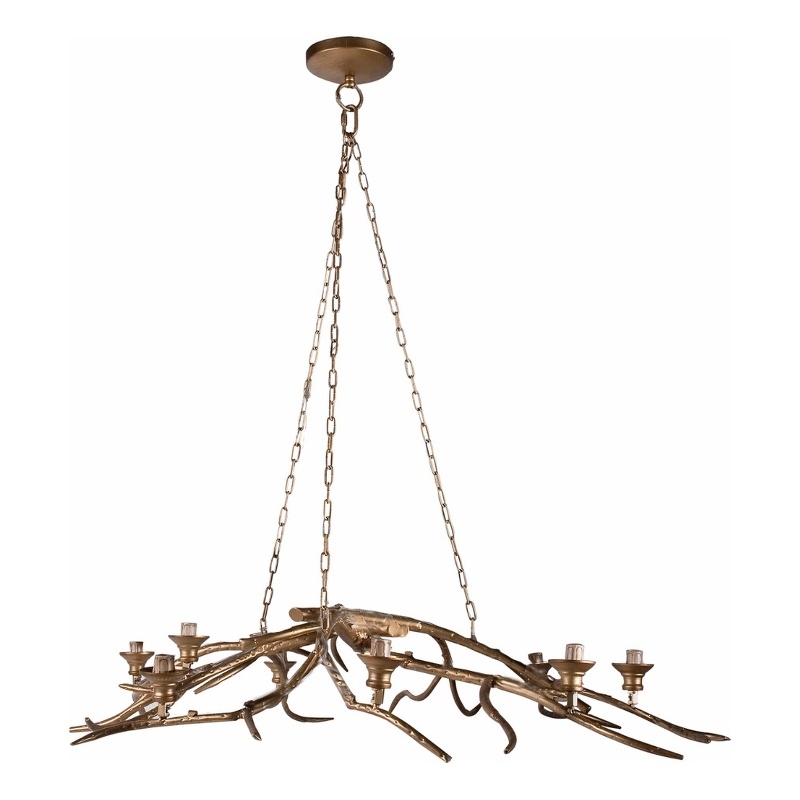 Benjara Tree Branch Style 8 Light Chandelier- Gold