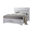 Benjara Classy Queen Size Bed With Storage- White