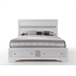 Benjara Classy Queen Size Bed With Storage- White