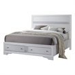 Benjara Classy Queen Size Bed With Storage- White