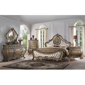 Benjara Traditional Elegant Style Queen Size Arched Panel Bed- Brown