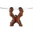 Benjara Imperial Dining Table with Pedestal- Cherry Oak Brown