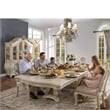Benjara Magnificent Dining Table with Double Pedestal- Antique White