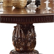 Benjara Wooden Round Dining Table With Pedestal Feet- Cherry Brown