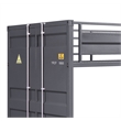 Benjara Gunmetal Gray Finish Twin Turdle with Metal Frame and Slat system- Gray