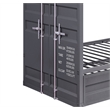 Benjara Gunmetal Gray Finish Twin Turdle with Metal Frame and Slat system- Gray