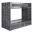 Benjara Gunmetal Gray Finish Twin Turdle with Metal Frame and Slat system- Gray