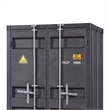 Benjara 2 Door Storage Wardrobe with Gunmetal Gray Finish & Cremone Bolts- Gray