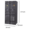 Benjara 2 Door Storage Wardrobe with Gunmetal Gray Finish & Cremone Bolts- Gray