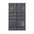 Benjara 2 Door Storage Wardrobe with Gunmetal Gray Finish & Cremone Bolts- Gray