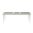 Benjara Sparkling Rectangular Dining Table with Rhinestone Inlay- Silver & Clear