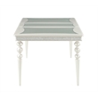 Benjara Sparkling Rectangular Dining Table with Rhinestone Inlay- Silver & Clear