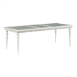 Benjara Sparkling Rectangular Dining Table with Rhinestone Inlay- Silver & Clear