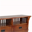 Benjara Wooden TV Stand with 2 Open Shelves and Slatted Back- Oak Brown