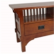 Benjara Wooden TV Stand with 2 Open Shelves and Slatted Back- Oak Brown