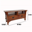 Benjara Wooden TV Stand with 2 Open Shelves and Slatted Back- Oak Brown