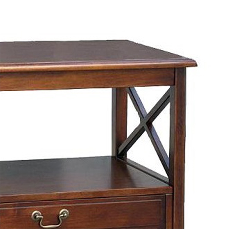 Benjara Wooden TV Stand with 2 Drawers and 1 Open Shelf- Dark Brown