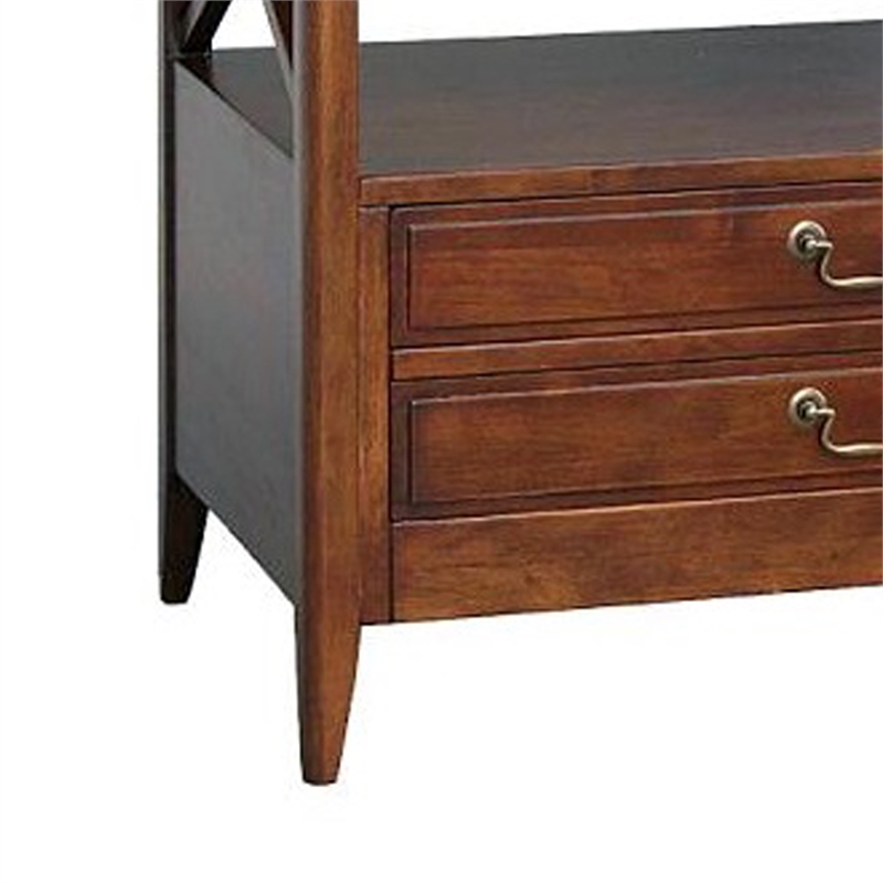 Benjara Wooden TV Stand with 2 Drawers and 1 Open Shelf- Dark Brown