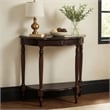 Benjara Half Crescent Moon Shape Engraved Wooden Console Table w/ 1 Drawer-Brown
