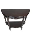 Benjara Half Crescent Moon Shape Engraved Wooden Console Table w/ 1 Drawer-Brown