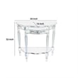Benjara Half Crescent Moon Shape Engraved Wooden Console Table w/ 1 Drawer-Brown