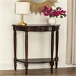 Benjara Half Crescent Moon Shape Engraved Wooden Console Table w/ 1 Drawer-Brown