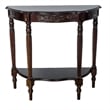 Benjara Half Crescent Moon Shape Engraved Wooden Console Table w/ 1 Drawer-Brown