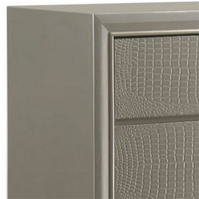 Benjara 5 Drawer Chest with Decorative Knobs and Bracket Feet- Champagne