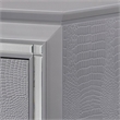 Benjara Two Drawer Wooden NightStand with Textured Details & Mirror Accents-Gray